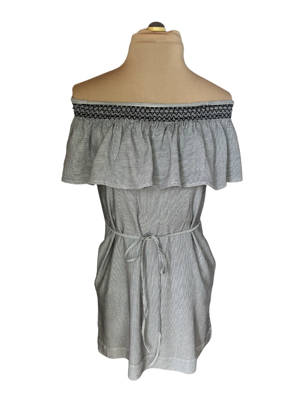 LOFT OTS Black and White Striped Dress - Size XS